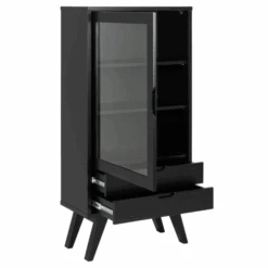 Zwart Eiken Sieg Vitrinekast: 2 Laden, Glazen Deur -Emob Ontwerp zonder titel 2023 10 03T134421.464 6228