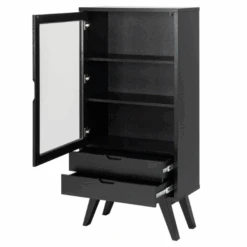 Zwart Eiken Sieg Vitrinekast: 2 Laden, Glazen Deur -Emob Ontwerp zonder titel 2023 10 03T134603.357 c3da