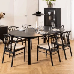 Verlengbare Eettafel Sieg, Ø120/220x75 Cm - Zwart