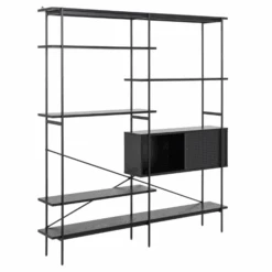 Boekenkast Angus Met Schuifdeur, 5 Planken, 172x27x188 Cm - Zwart -Emob Ontwerp zonder titel 2023 10 09T160433.630 2198