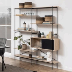 Boekenkast Angus | 172 X 27 X 188 Cm | Matzwart Stalen Frame