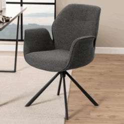 Draaibare Eetkamerstoel Aubin Met Armleuning - Monza Antraciet