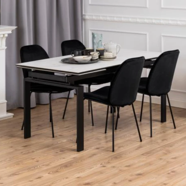 Moderne Eetkamerstoel Carmen , Vic Stof, Zwart 6 Moderne Eetkamerstoel Carmen , Vic Stof, Zwart - Afbeelding 6