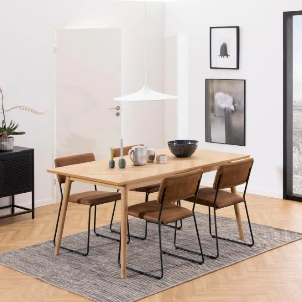 Eetkamerstoel Nelly - Preston Camel Stof En Zwart Staal 2 Eetkamerstoel Nelly - Preston Camel Stof En Zwart Staal - Afbeelding 2