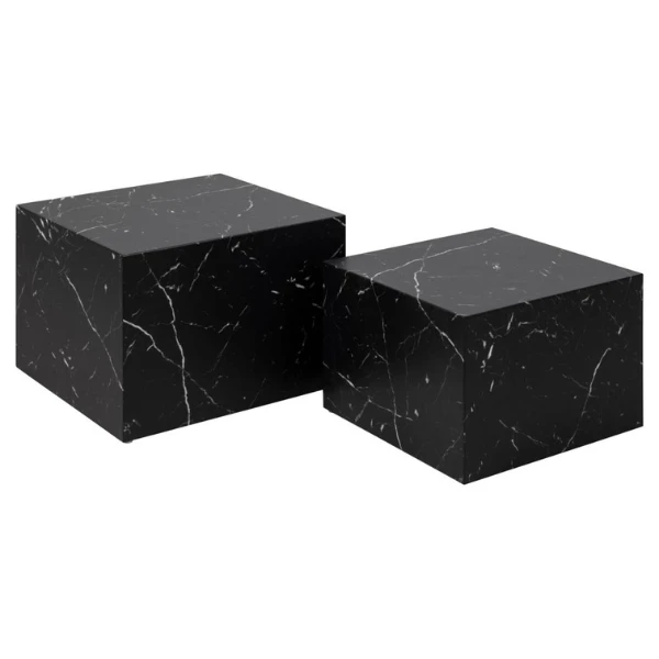 Salontafel Set Dice (2 Stuks, 58x58x40 Cm) - Zwart Marmer 9 Salontafel Set Dice (2 Stuks, 58x58x40 Cm) - Zwart Marmer - Afbeelding 9