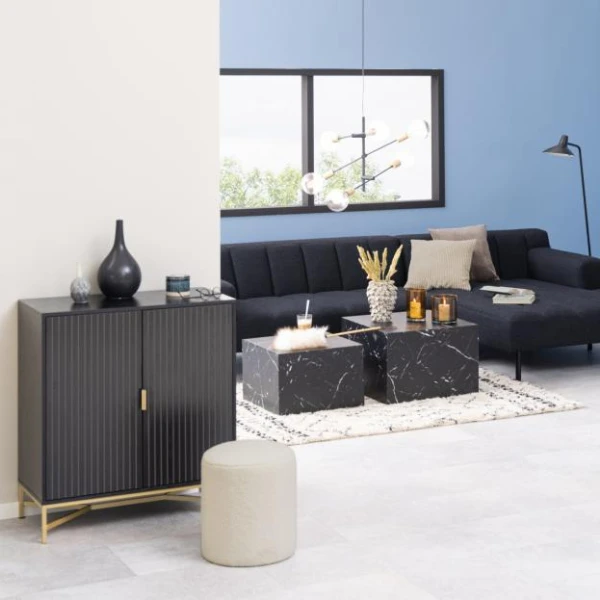Salontafel Set Dice (2 Stuks, 58x58x40 Cm) - Zwart Marmer 2 Salontafel Set Dice (2 Stuks, 58x58x40 Cm) - Zwart Marmer - Afbeelding 2