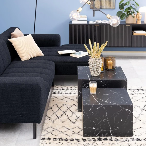 Salontafel Set Dice (2 Stuks, 58x58x40 Cm) - Zwart Marmer 8 Salontafel Set Dice (2 Stuks, 58x58x40 Cm) - Zwart Marmer - Afbeelding 8