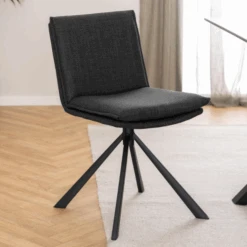 Eetkamerstoel Flynn - 4-Sterren Onderstel, Draaibaar En Met Rits - Donkergrijs