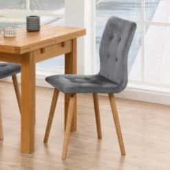 Gestoffeerde Eetkamerstoel Frida - Donkergrijs/eik