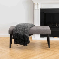 Halbankje Gloria Zwart Stalen Onderstel, Getuft 95x38x45 Cm - Grijs -Emob Ontwerp zonder titel 2023 10 25T161033.245 4075