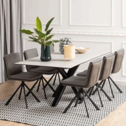 Rechthoekige Eettafel Heaven - Grijs Keramiek, 200x100x75,5 Cm