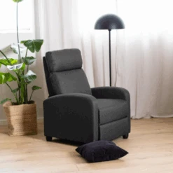 Siom Relaxfauteuil, Malmo Stof Antraciet, Duwfunctie, 67x87cm
