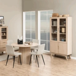 Marte Vitrinekast In Wit Eiken - 94x40x192 Cm