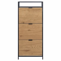 Seaford Schoenenkast: Zwart Stalen Frame, 3 Laden En Legplank - 56x30x129 Cm -Emob Ontwerp zonder titel 2023 11 15T142704.551 6402