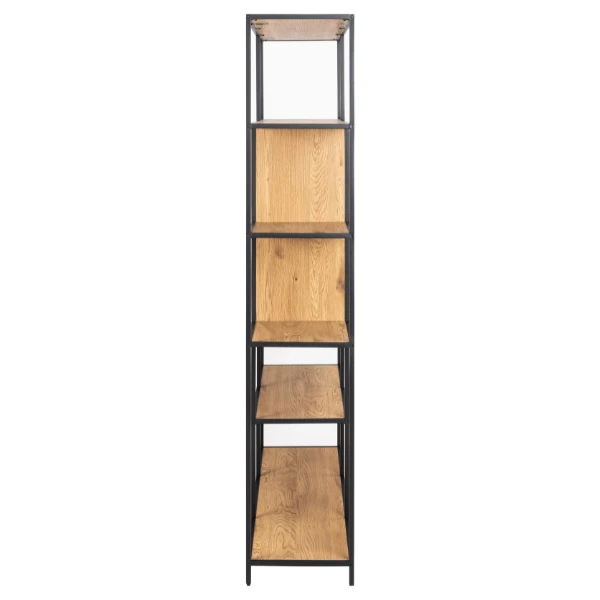 Moderne Seaford Boekenkast: Zwart Staal En Glas, Eiken Met 8 Planken, 135x35x185 Cm 2 Moderne Seaford Boekenkast: Zwart Staal En Glas, Eiken Met 8 Planken, 135x35x185 Cm - Afbeelding 2