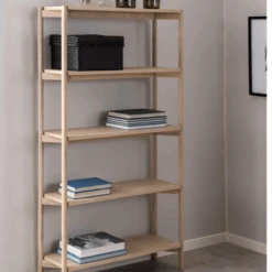 Oxford Boekenkast In Wit Eikenfineer, 4 Planken, 86x30x160cm".