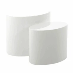 Moderne Ovale Salontafelset, Hoogglans Wit, 2 Stuks - 33x48x40 Cm -Emob Ontwerp zonder titel 2023 11 15T154051.305 81d3