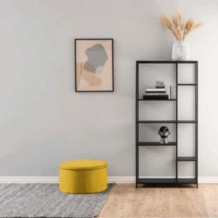 Vic Gele Ronde Ottomane: Retina Opbergvak En Getuft, Ø60x35 Cm