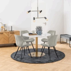 Eetkamerstoel Petri: Stof Holly Sand, Zwart Staal - Vierkant Stiksel En Rits