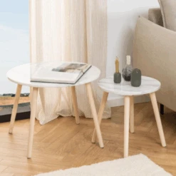 Roslin Ronde Bijzettafel, Wit Marmeren Blad, 40cm