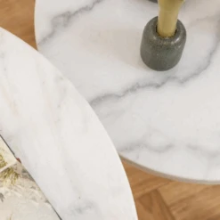 Roslin Ronde Bijzettafel, Wit Marmeren Blad, 40cm -Emob Ontwerp zonder titel 2023 11 17T082329.237 9342