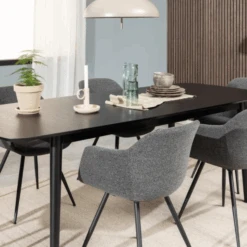 Montreux Rechthoekige Eettafel - Zwart Eikenfineer, 180/219x90cm