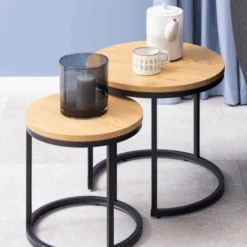 Set Van 2 Salontafels Spiro - Zwart/wilde Eik