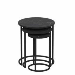 Ronde Woody Salontafels - Set Van 3 - Zwart/marmer -Emob Ontwerp zonder titel 2023 11 29T155849.995 8a6b