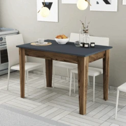 Keukentafel Woody Fashion - 110x72x75 Cm - Walnoot/antraciet