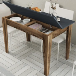 Keukentafel Woody Fashion - 110x72x75 Cm - Walnoot/antraciet -Emob Ontwerp zonder titel 2023 12 07T140038.837 6a6b