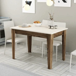 Keukentafel Woody Fashion - 110x72x75 Cm - Walnoot/crème