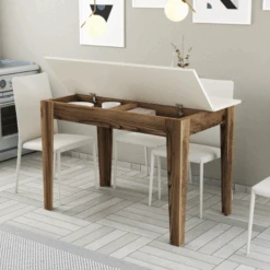 Keukentafel Woody Fashion - 110x72x75 Cm - Walnoot/crème -Emob Ontwerp zonder titel 2023 12 07T152317.173 d4be