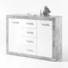 Commode Inga 117 Cm Met 2 Deuren & 4 Lades - Beton/wit
