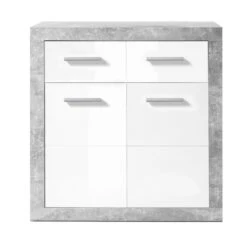 Commode Inga 82 Cm Met 2 Deuren & 2 Lades - Beton/wit