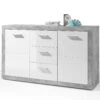 Dressoir Inga 147 Cm Met 2 Deuren & 3 Lades - Beton/wit
