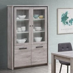 Vitrinekast Sela - Grijze Eik