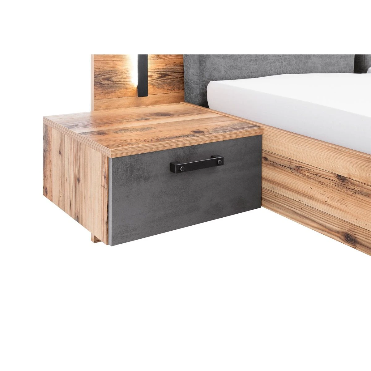 Bed Kalas 180 X 200 Met 2 Nachtkastjes - Grijs/bruin - Afbeelding 4