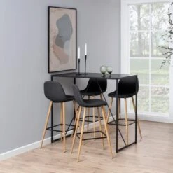 Barstoel Wilhelm - Donkergrijze Stof/eik -Emob wilhelm bar 0434